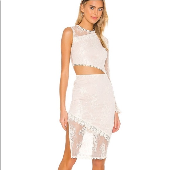 NBD Karina Cream Lace *Revolve*
Floral Cut Out One Sleeve
Cocktail Dress size M - Picture 2 of 11